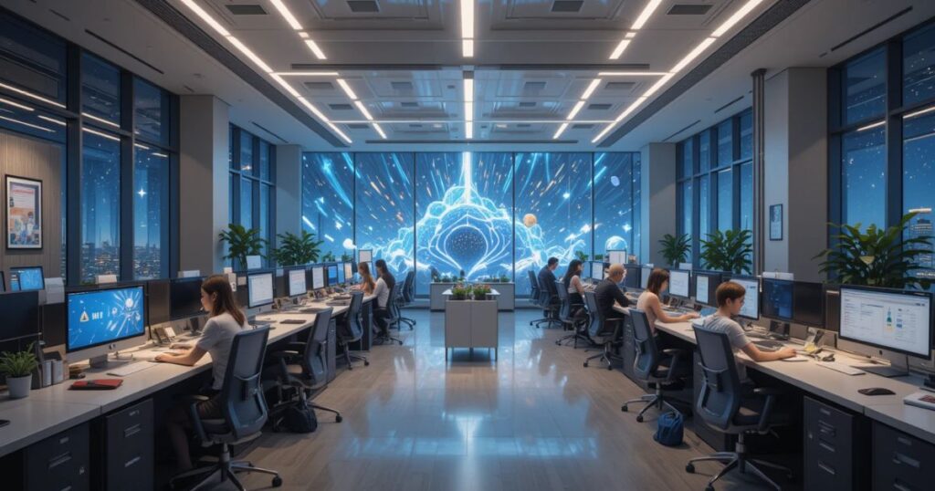 Astro job future 2027, starry office, jobs and calm X shine.