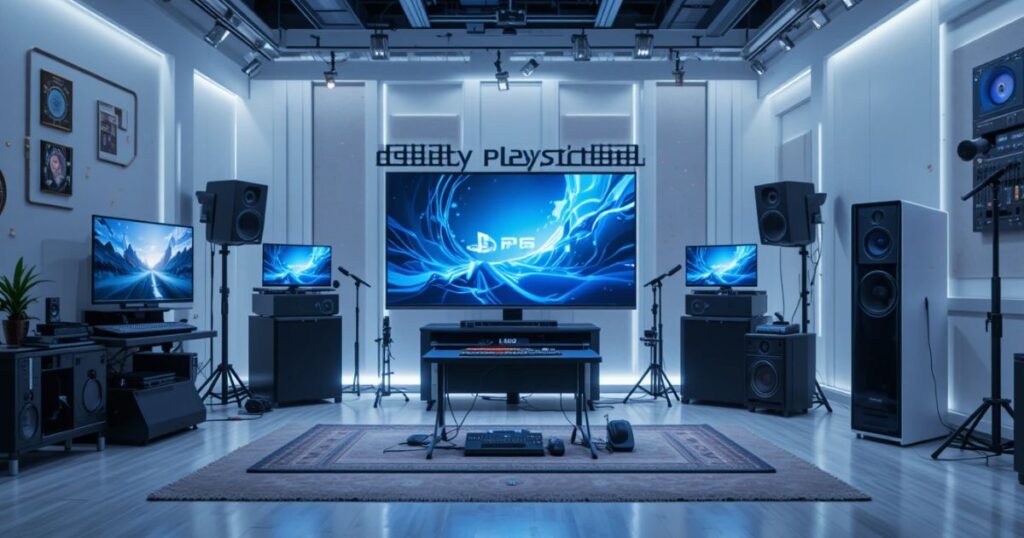 PS6 concept with streaming setup, gig ready.
