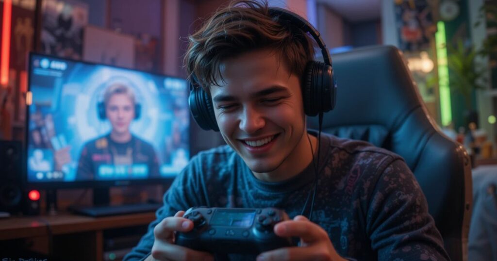 A streamer sweating as controller lags, then smiling post-rollback.